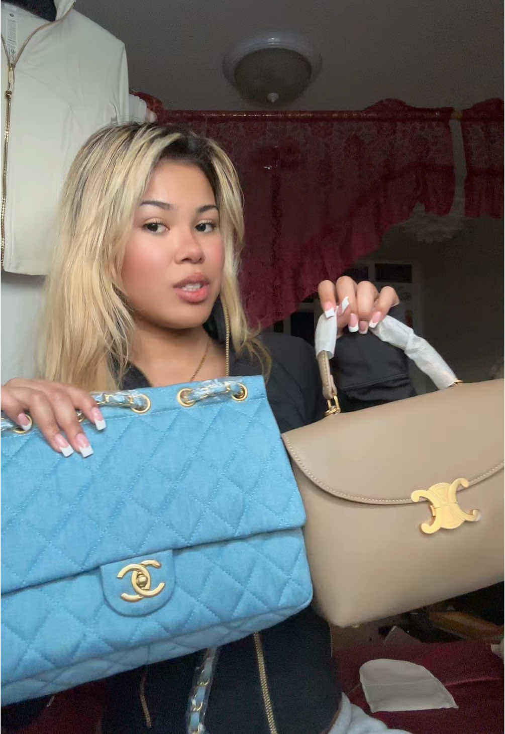 for my bougie girls!!! #unboxing #baghaul #chanel #louisvuitton #celine #designer #bougieonabudget #yellowapp