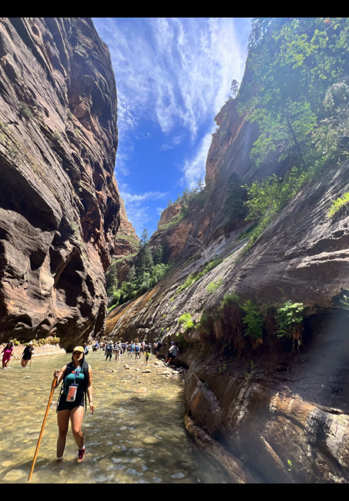 What an adventure 🚵‍♀️ ⛰️ Zion Narrows Utah 🙌🏽  #zion #zionnationalpark #thenarrows #adventure #fyp #Hiking #utah #trip  