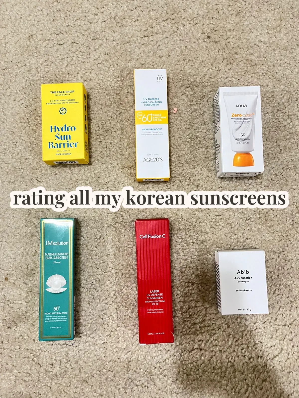 my fav korean sunscreens… im picky with how my sunscreen smells… @Anua Store US #anua #anuasunscreen #anuazerocastsunscreen #zerocast #sunscreen #spf #whitecast #koreansunscreen #kbeauty #koreanskincare #thefaceshop #age20s #jmsolution #cellfusionc #abib 