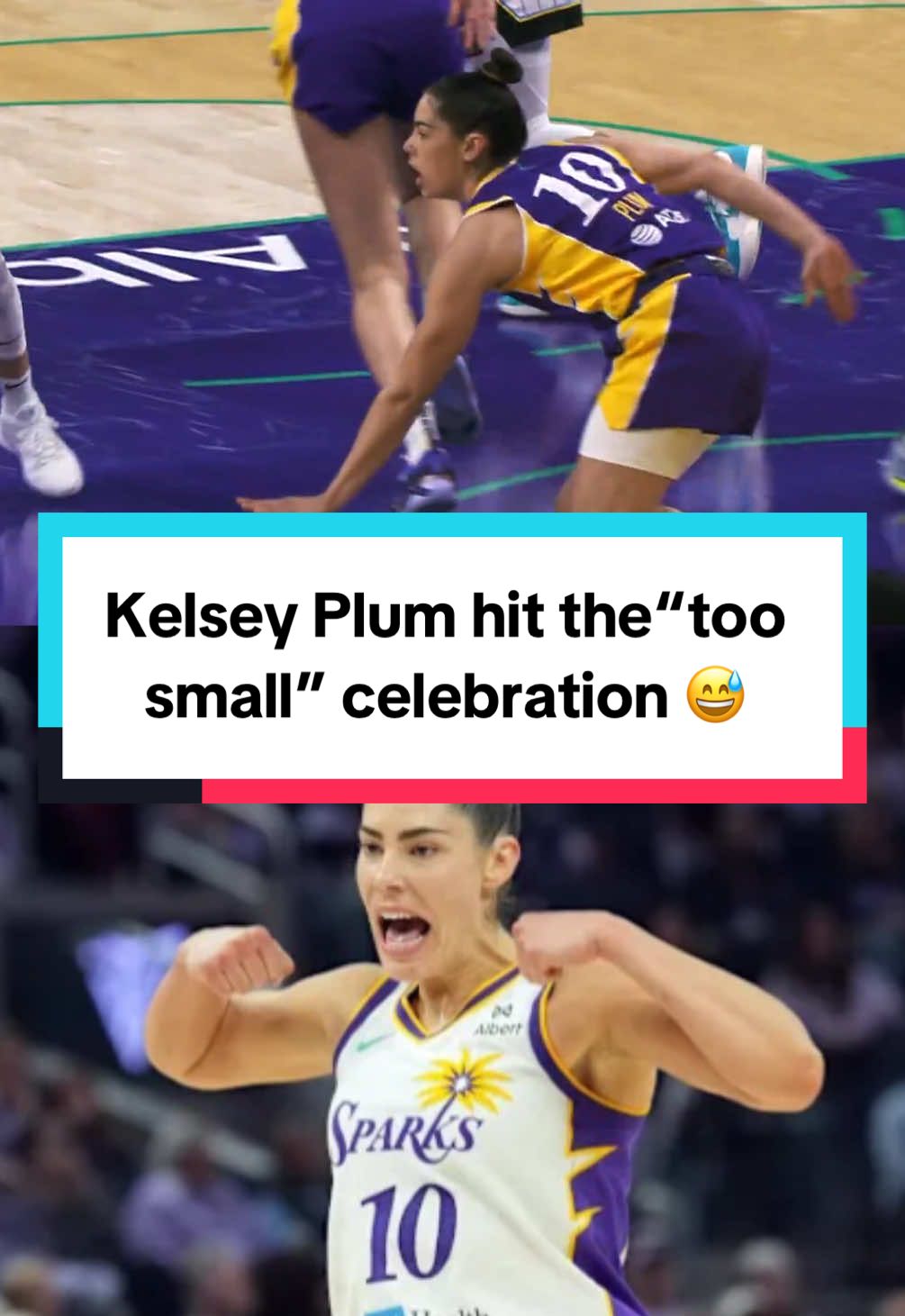 Kelsey Plum hit the “too small” celebration 😂 (via @WNBA) #kelseyplum #angelreese #WNBA 