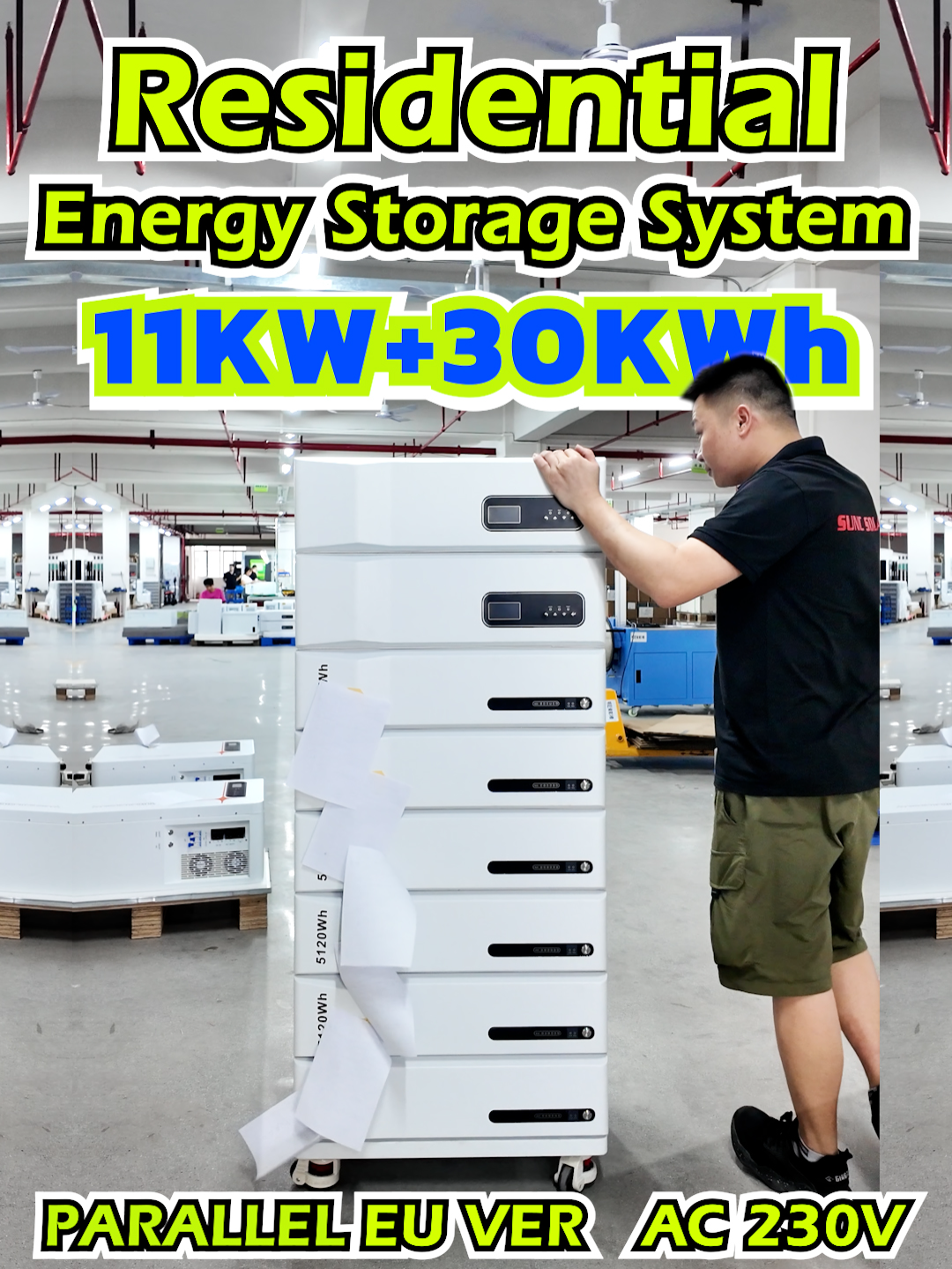 SUNC energy storage system: 11kw inverter + 30kwh battery, voltage 230V. Can be charged by solar panels and mains electricity! We also offer EU and US versions. If interested, please contact us! #lithiumbatteries #battery #lifepo4 #solarbattery #energystorage #renewableenergy #ESS #energystoragesystem #homeenergy #homebattery #solar #energy #energysystem #lithiumbattery #factory #sunc #batterypack #installation