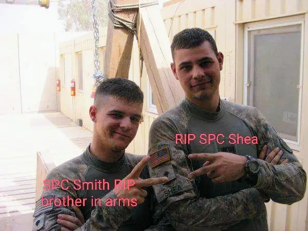 My son on the left served with his best friend Spc Shea. SPC Smith came back completely broken. and his brother in arms in a box draped with an American flag. my heart goes out to all who lost a loved one. #injuredveteran #memorialday #Army #warveteran 