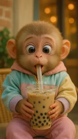 lucu banget minum boba..