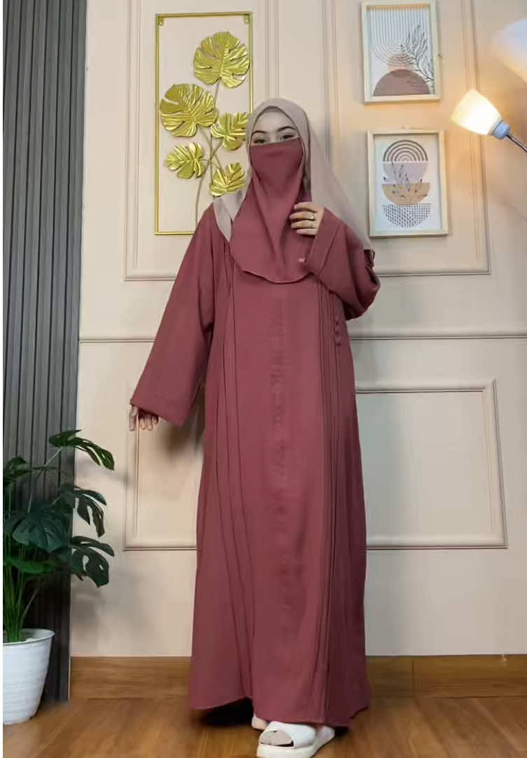 Abaya halena simpel elegant yang aku pake warna apricot🥰 #fyp #abaya #gamis #abayastyle #abayagirls #abayafashion #abayasimple 
