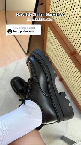 Replying to @xem ganda ng sole nya matigas na hindi lumulubog , mura lang pero ganda ng quality #shoes #blackshoes #blackshoesforschool #chunkyshoes 