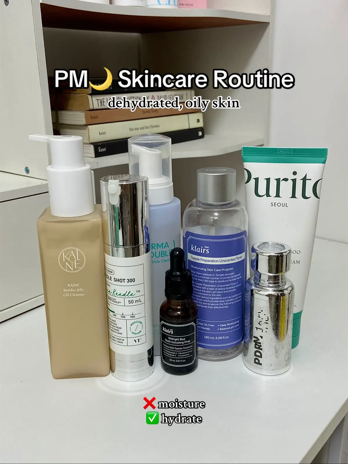 hydration over moisture! [products mentioned] - @KAINE 카이네 oil base cleanser - @Bloomkare water-based cleanser - @VT Cosmetics US microneedle at home - @klairs.us unscented toner - @VTcosmetics_official pdrn essence - @klairs.ph blue serum - @PURITO SEOUL panthenol cream #kbeauty #skincareroutine #skintok #BeautyTok #viralskincare #koreanskincare #skincaretips 