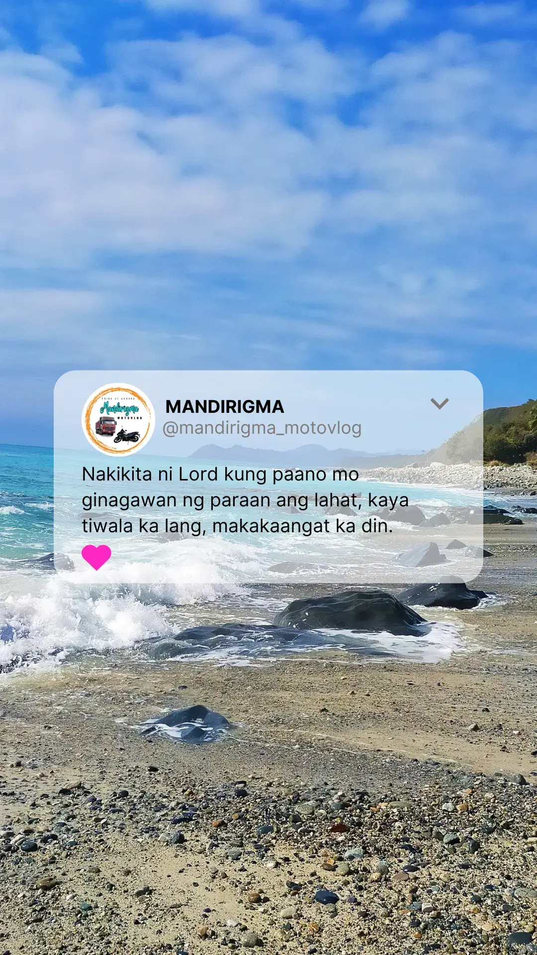 Sa totoo lang, nakikita ni Lord kung paano mo ginagawan ng paraan ang lahat. Kaya tiwala ka lang, malay mo bukas o sa isang araw makakaangat ka din.🤗 #mandirigmamotovlog #fypシ゚ #viral #fyp #travel #fypviralシ #foryoupage #nature #beach 