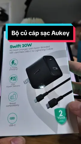 Bộ củ cáp sạc Aukey công suất 20W chắc chắn 7 lớp bảo vệ thiết bị #bosacnhanh #coixedich 