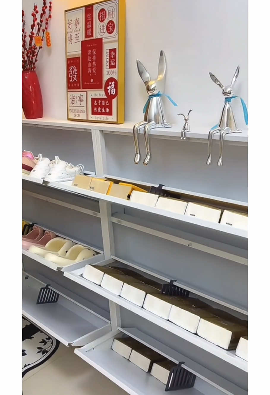 4 Door Multi-Layer Home Shoe C#foryou #tiktok #furniture #wallshoesrack #shoecabinet #shelf 