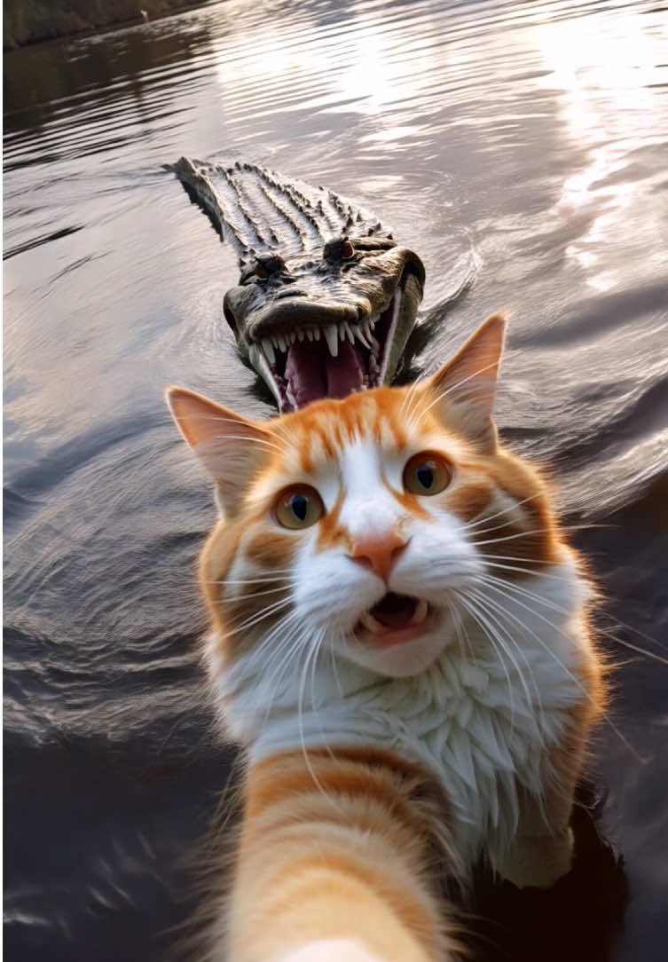 野良猫の旅7日目 #cat #猫 #selfie #alligator #savanna #ai #クックai子 #midjourney #travel #旅行 