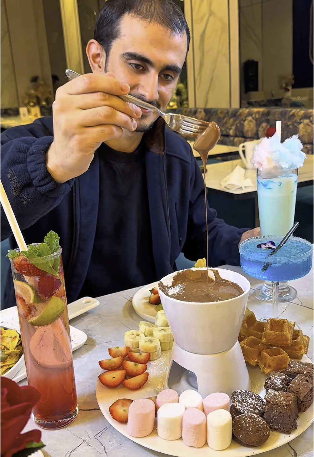 An unforgettable feast at  @hautedolciattheo2 — London’s best dessert place on TripAdvisor! ✨ We enjoyed rich chocolate fondue, tasty burgers, creamy pasta, fluffy pancakes, yummy drinks, fresh salads, and colorful mocktails — every bite was delicious. Whether you want something sweet or something salty, this table had it all. 📍 Haute Dolci, The O2 London A great place for fancy food, nice vibes, and lots of love. If you’re in London and love sweets (or just good food), you should visit this place! . . #london #reels #instagram #londonfood #londonfoodblog #london🇬🇧 #londoncity #unitedkingdom #desserts #londoncafe