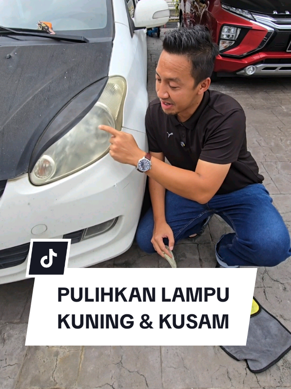 Polish lampu sendiri kat rumah je, jimat dan berkesan. #headlight #headlights #polishlampu #polishlampukereta #carcleaning 