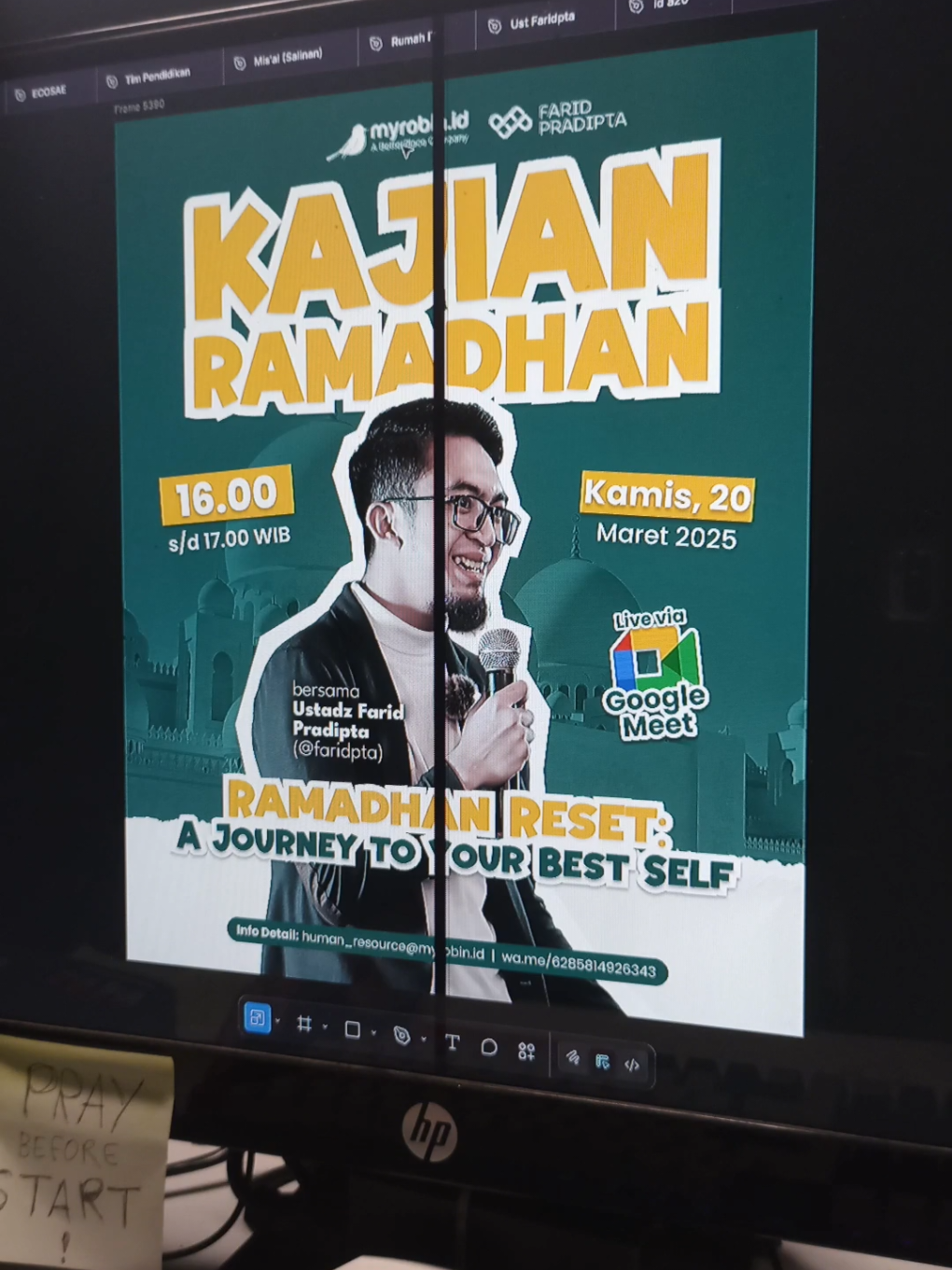 Desain flyer kajian Ustadz Farid Pradipta bulan Ramadhan kemaren #ramadhan #desaingrafis #figma #fyp 