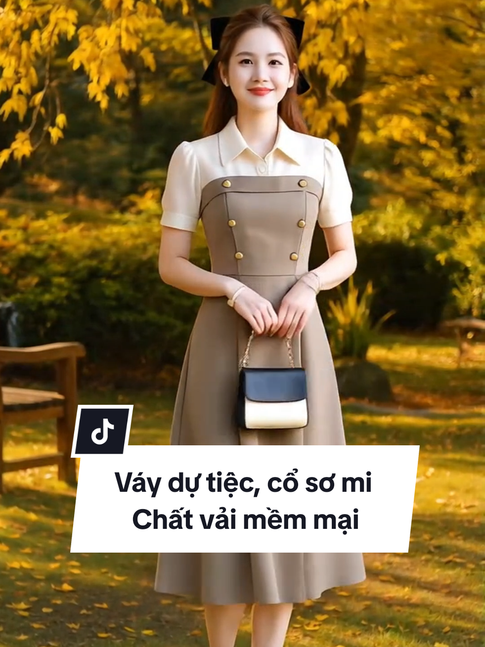 Váy dự tiệc, cổ sơ mi, đính nút sang chảnh. Thanh lịch và cực kì thu hút #linhtaphoa20 #vay #vayxinh #dam #damxinh #vaydutiec #damdutiec 