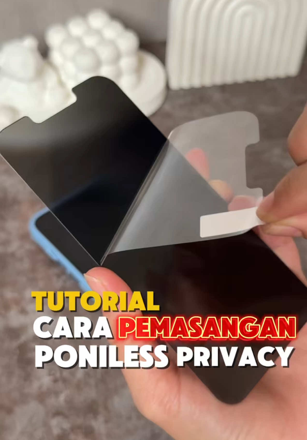 Cara pemasangan poniless privacy dengan gampang 🤩 #antigores #temperedglass #screenprotector 