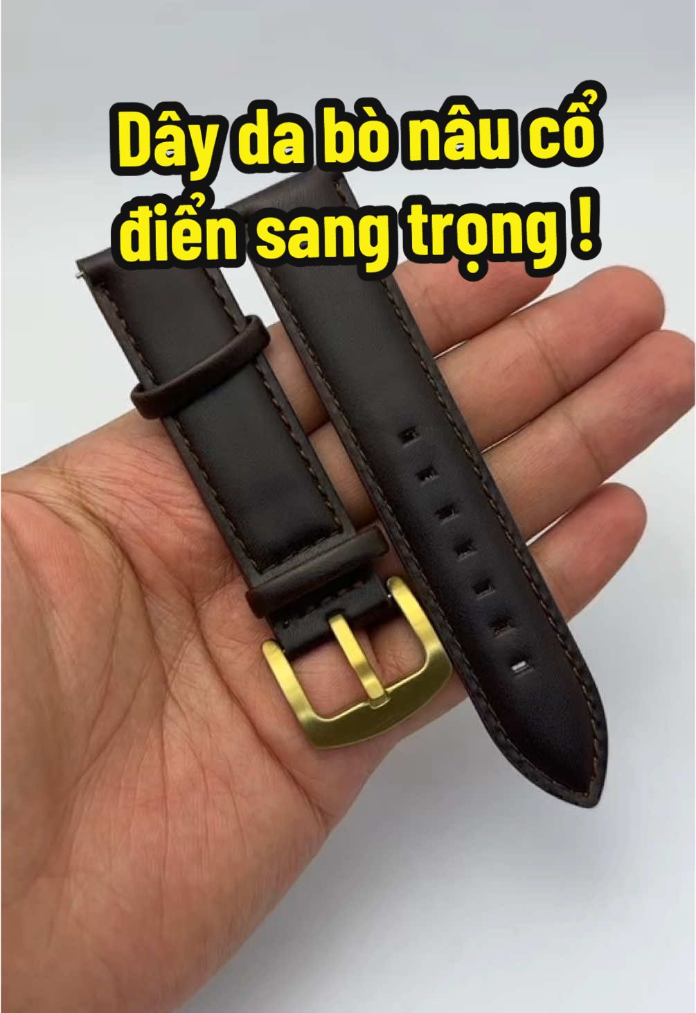 Dây đồng hồ da thật chất liệu da bò, màu nâu Vintage độn phôm chất lượng cao cấp #đồnghồ #dây #dâyda #daydadongho 