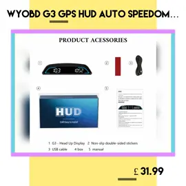 🚗✨ Ready to elevate your driving experience? Meet the WYOBD G3 GPS HUD Auto Speedometer! This ingenious heads-up display transforms your car into a high-tech haven. Stay informed with real-time speed updates, ensuring safety while adding a touch of tech-savvy style to your dashboard. 🌟 The sleek design fits seamlessly in any vehicle, turning heads as you cruise the streets. 🛣️ Don't just drive, drive smarter! Grab yours today for only £31.99 and revolutionize the way you hit the road! 🏁💨 #CarAccessories #TechSavvy #GPSDisplay #Speedometer #DrivingSafety #SmartCar #CarGadgets #AutoEnthusiast #InnovationOnWheels #RoadTripEssentials #shopping #unitedkingdom #paypal #velmaronlineshop #payin3 Shop Now https://vel-mar.co.uk/products/wyobd-g3-gps-hud-auto-speedometer-head-up-display-car-smart-digital-alarm-reminder-meter-electronics-accessories-for-all-car