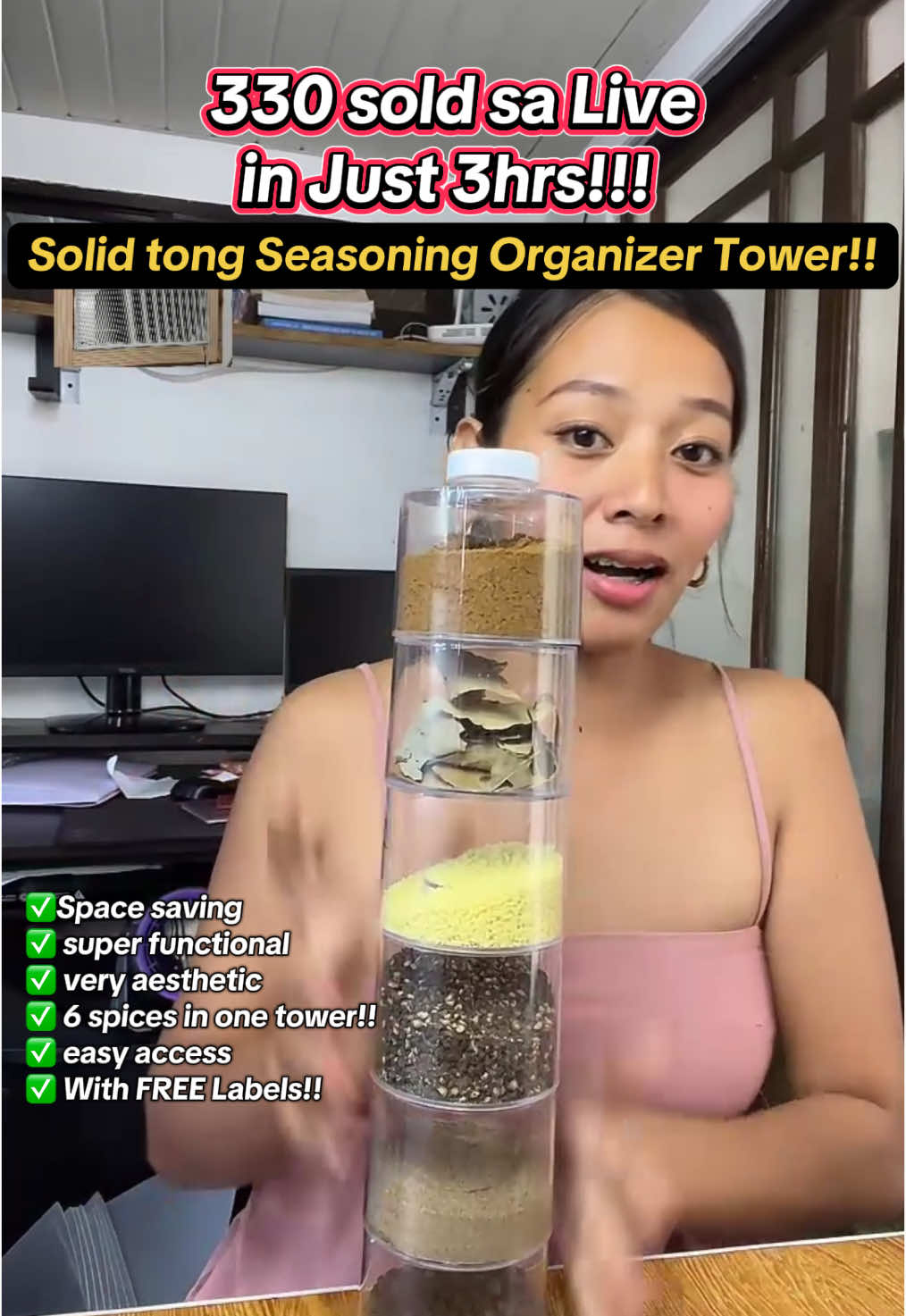 SOLID TONG SEASONING TOWER ORGANIZER NA TO!! #tiktoklive #livehighlights #seasoningorganizer #seasoningbottle #spicesorganizer #kitchenmusthaves 