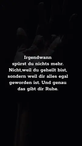 Irgendwann spürst du nichts mehr. Nicht, weil du geheilt bist, sondern weil dir alles egal geworden ist. Und genau das gibt dir Ruhe.