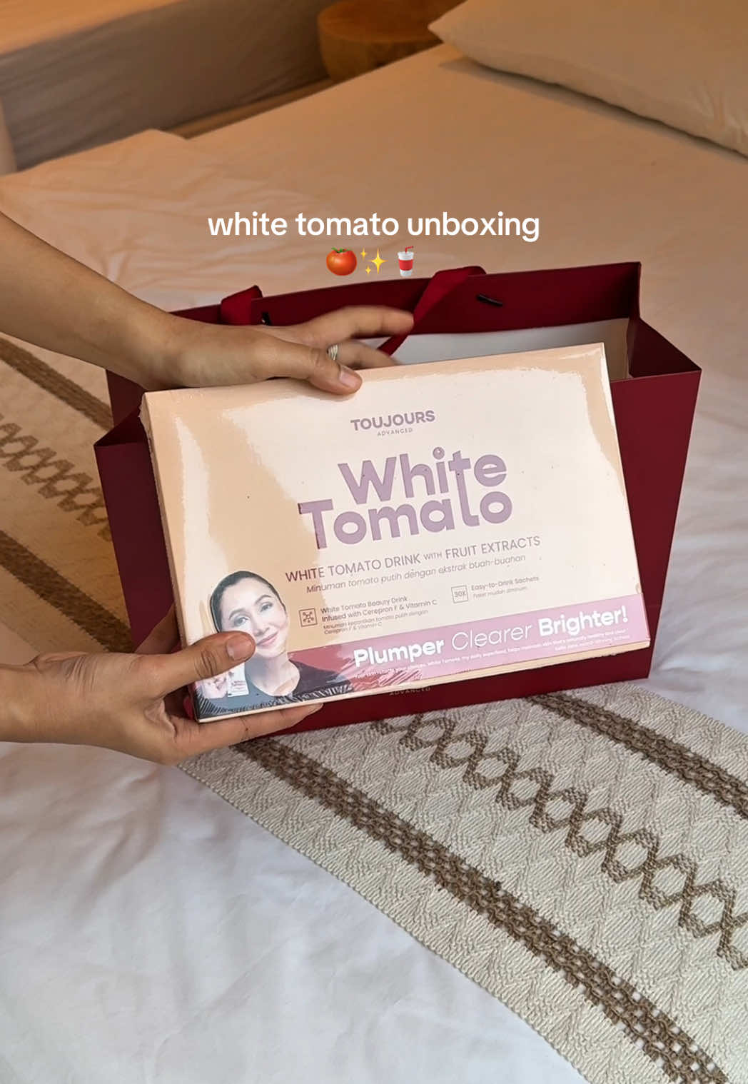 Unboxing my new skin fav Toujours White Tomato packed with antioxidants & so easy to drink ✨