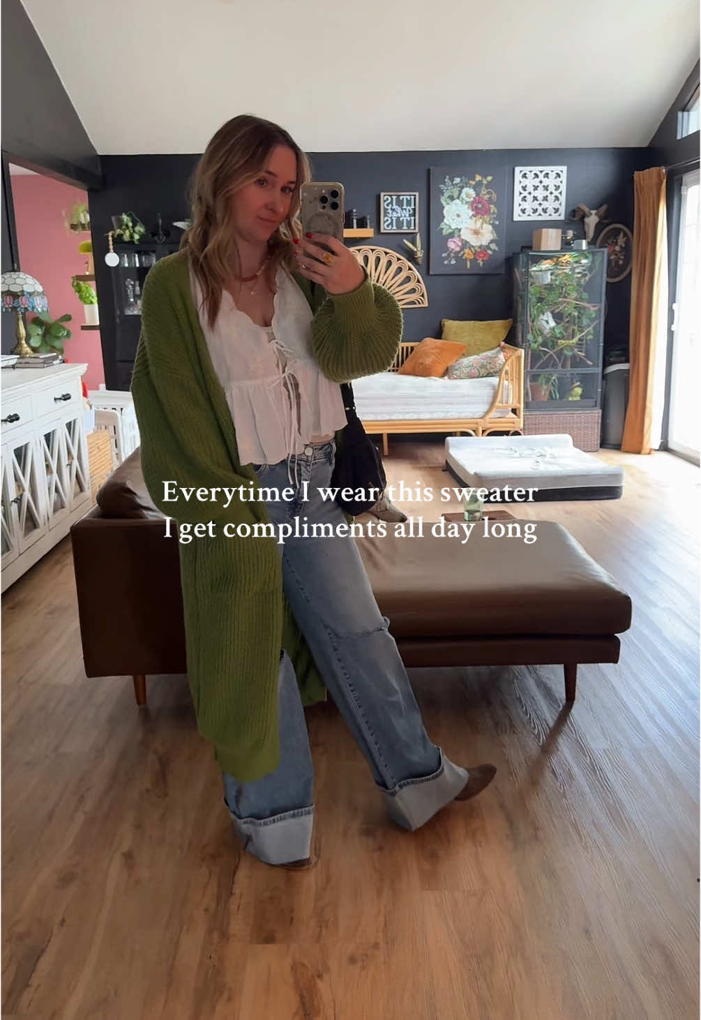 My favorite shade of green #tiktokshopmemorialday #SummerFashion #OOTD #outfitinspo #longcardigan #MomsofTikTok #churchoutfits 