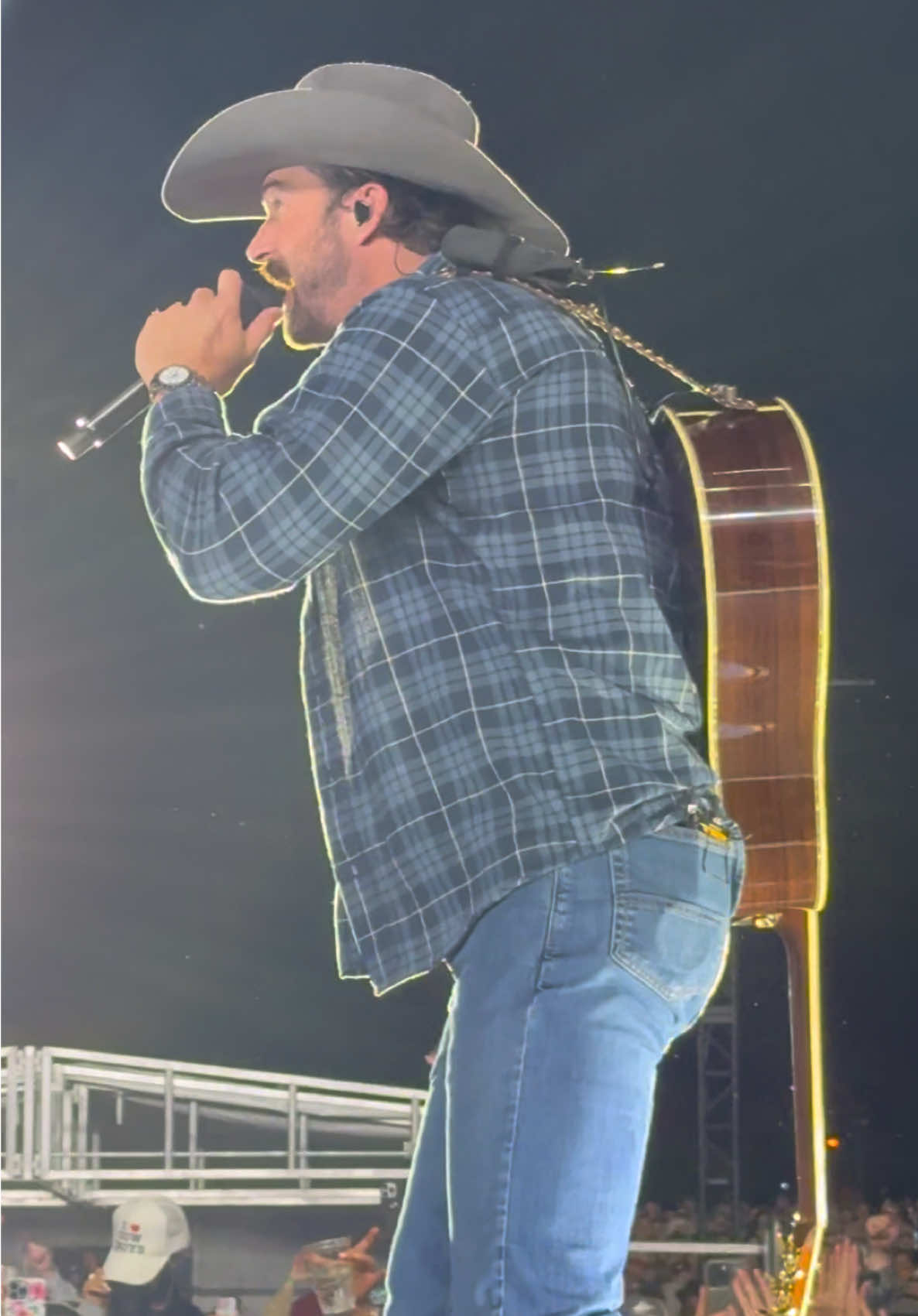 YES! Riley Green absolutely lighting up the stage! Should’ve Been A Cowboy! Check this out, the crowd was loving it! #rileygreen #country #countrymusic #cute #fyp #wow 