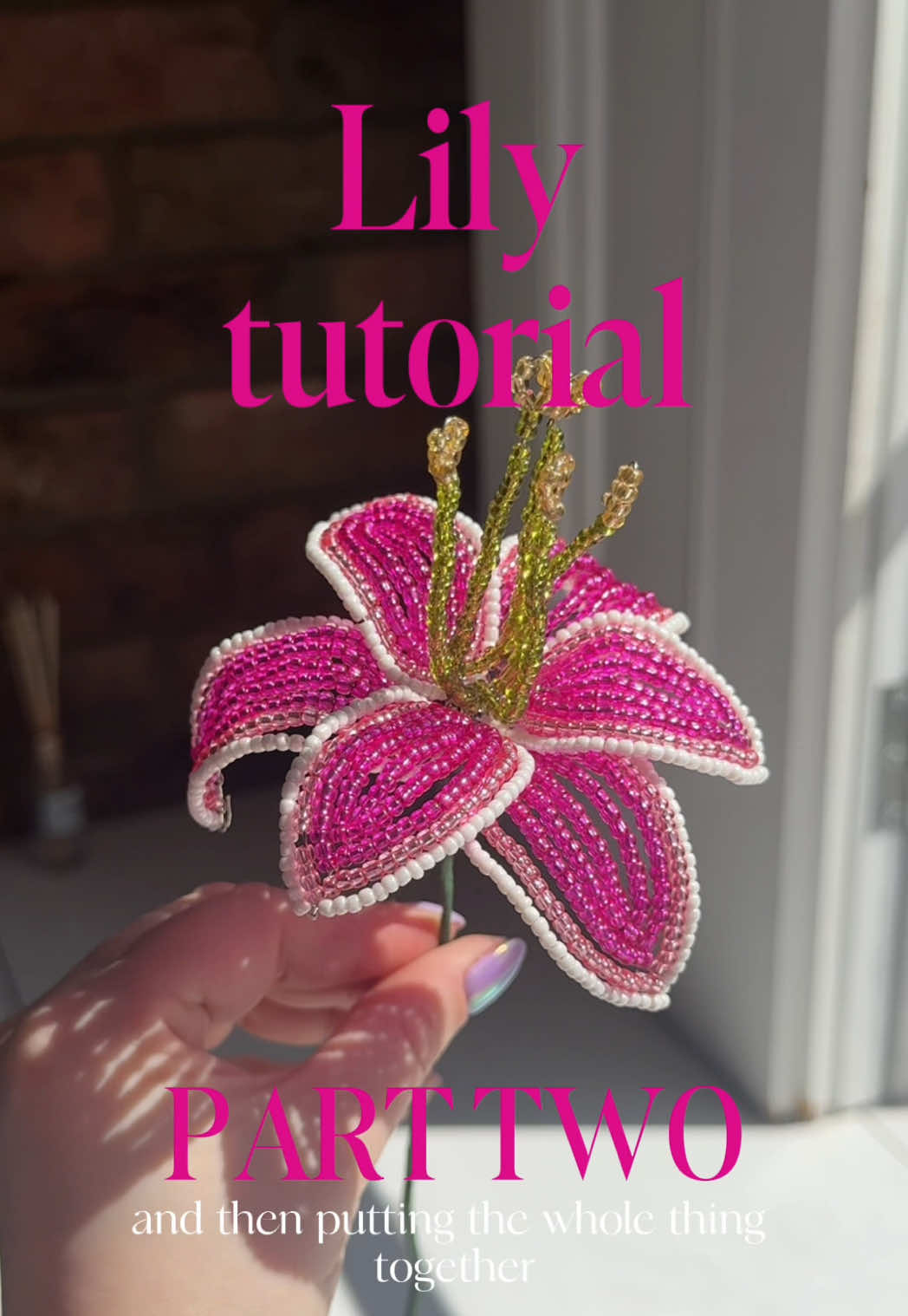 Replying to @Marinka 🇳🇱🌻🏳️‍🌈 part two! 🌺🌷  Ps is it obvious I recorded the voice over in a rush  #beadedflowers #frenchbeading #fyp #beadedlily #lily #frenchbeadedflowers #tutorial #stargazerlily 