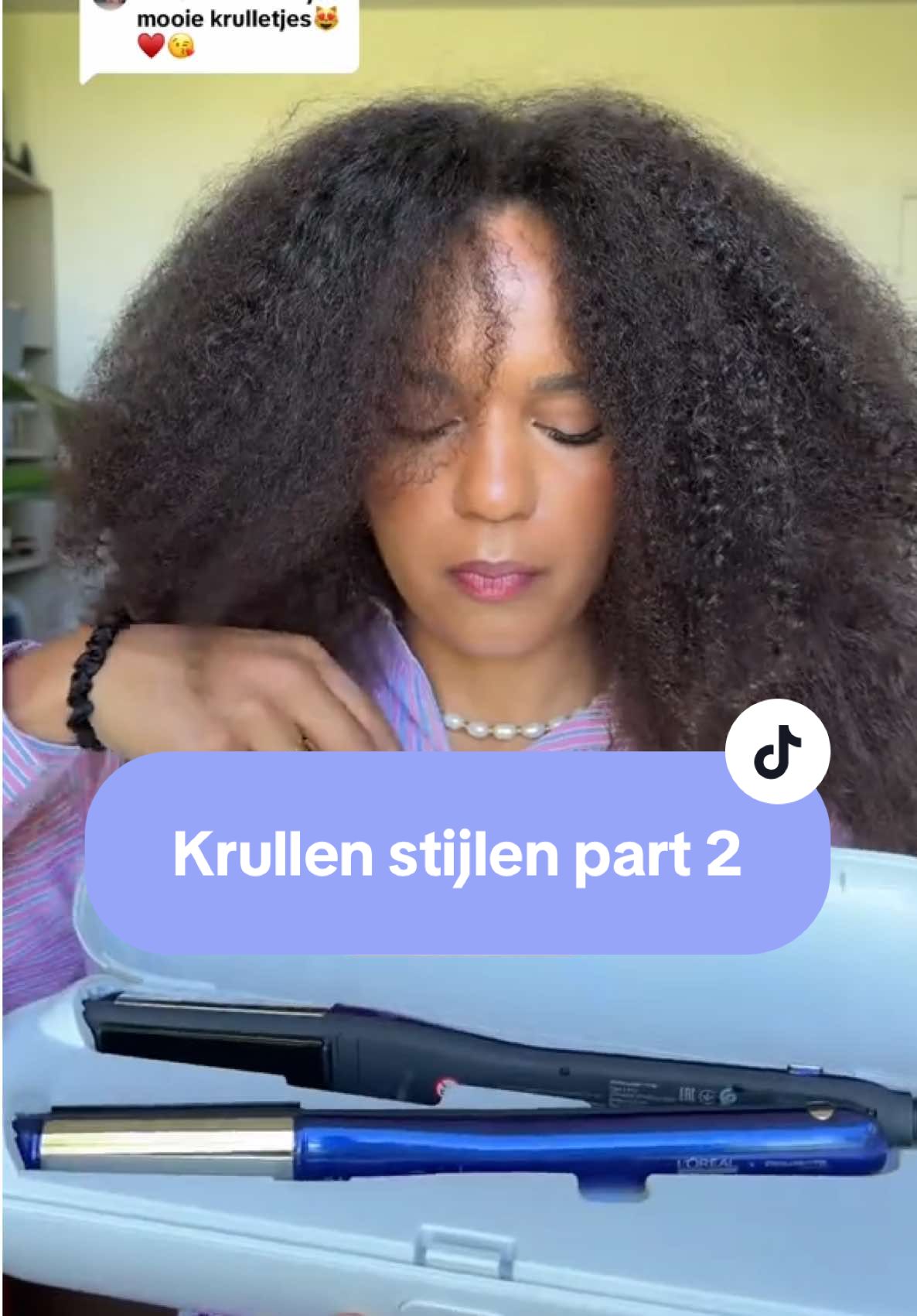 Antwoorden op @★𝐌𝐀𝐃𝐃𝐈𝐄★ wat vinden jullie van de look?☺️ ik ben in shock #krullenstijlen #curlyhair #steampod #lorealpro 