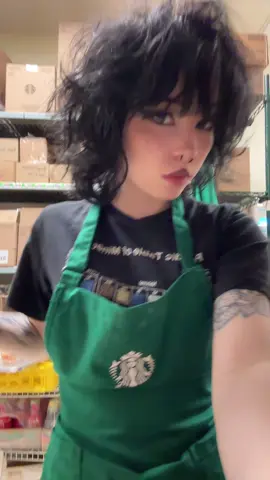 Excuse the face filter glitches 🫣 #fyp #fypシ #foryou #foryoupage #like #comment #trending #emo #goth #tattoos #alt #trend #share #hair #starbucks #barista #dance 