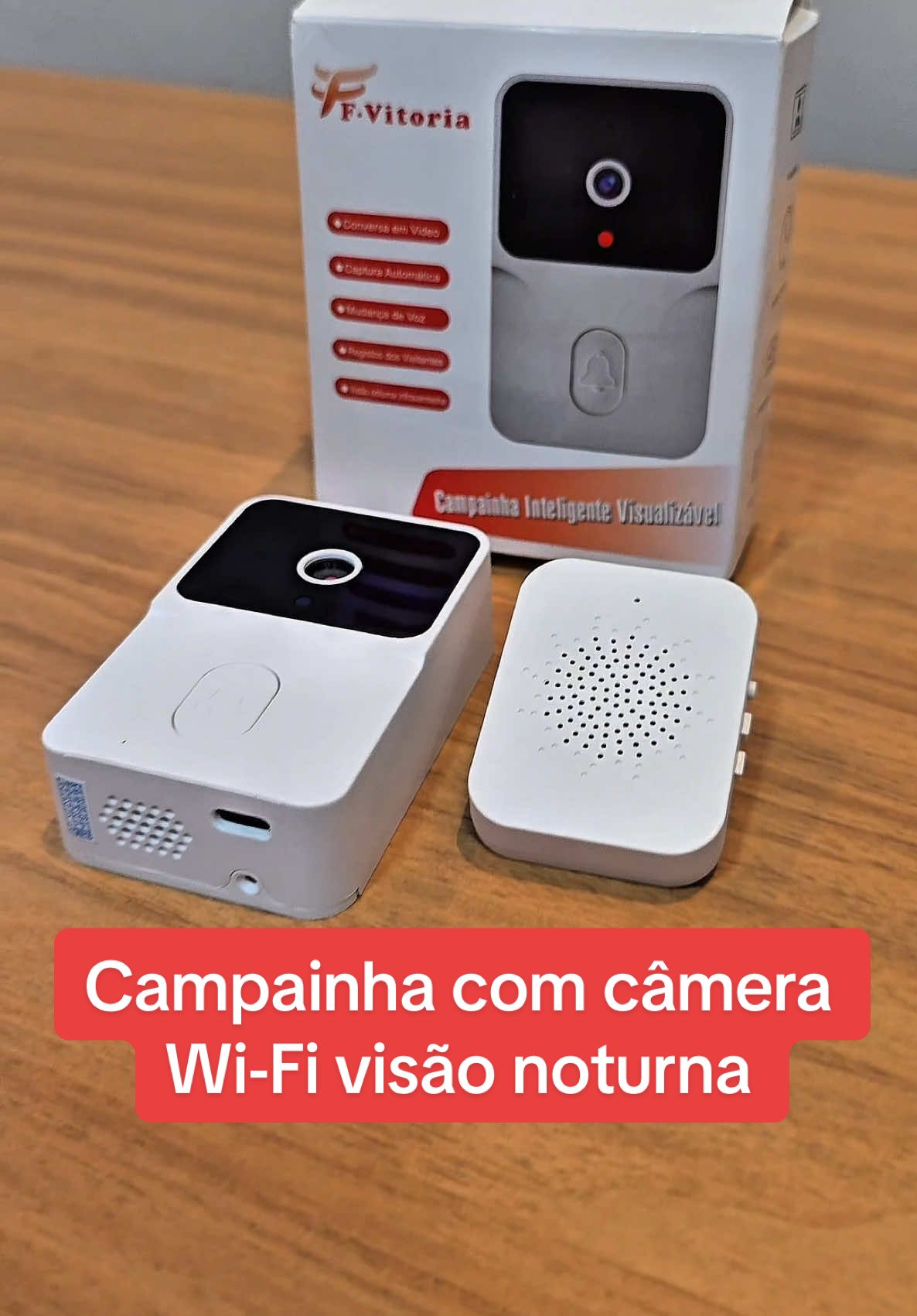 Revolucionária campainha com câmera Wi-Fi e com câmera noturna com infravermelho #tiktokshopchegou #campainha 