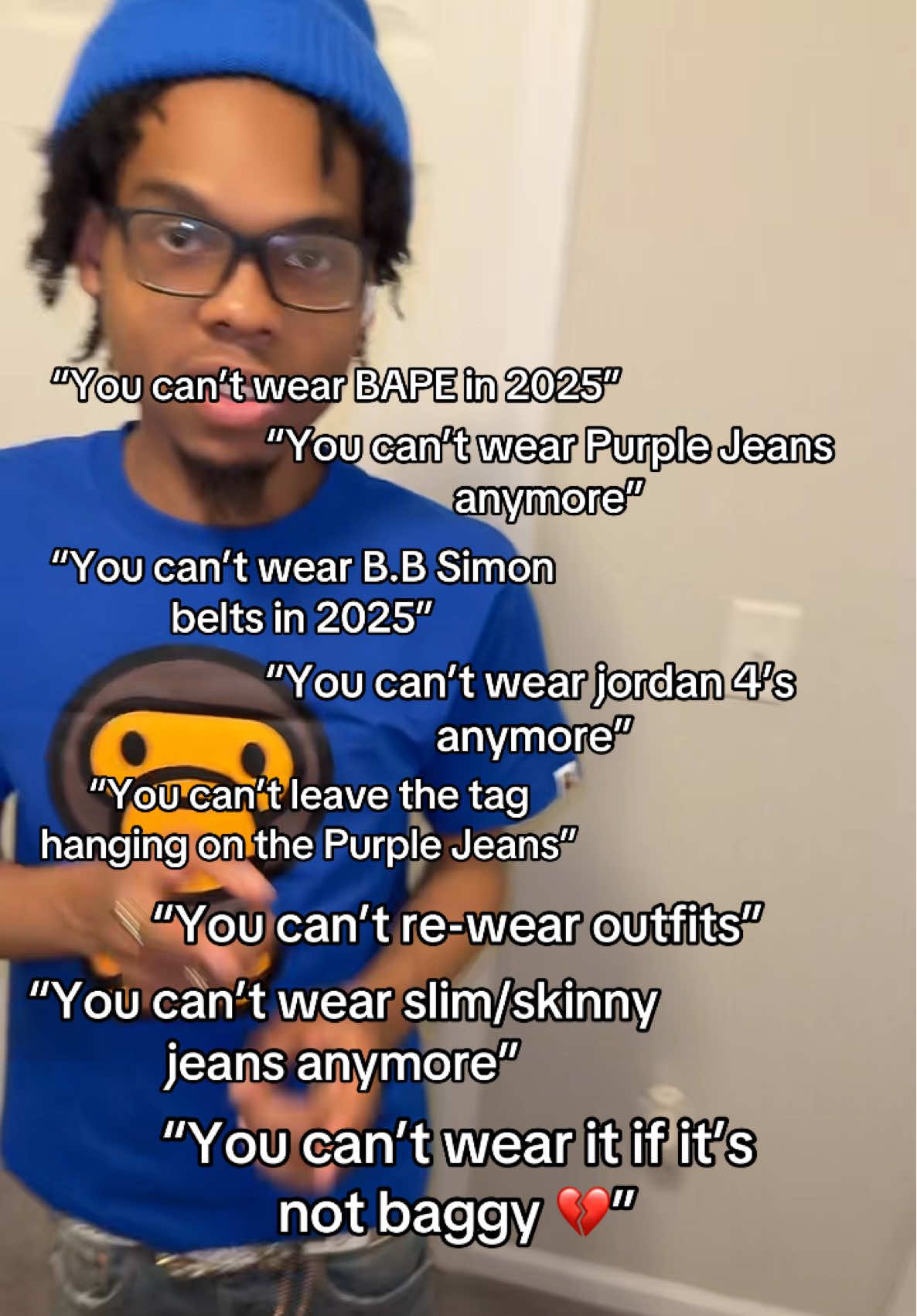 Yes you can 🔥😂💧 #fyp #outfit #purplejeans #bape #drip #fypシ #viral 
