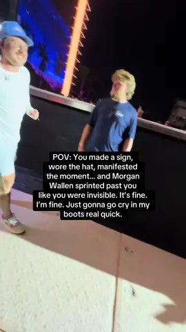 Made a sign. Wore the hat. Manifested my main character moment. Morgan Wallen said: “Not today, sweetheart” and RAN past me like I was stage decor. I’m not bitter. LMAO 🥹🙃🙃🙃 #MorganWallenWHO #IgnoredAndIconic #SignSoCuteHeGotScared #TooHotToHandleApparently #ConcertCursed #MainCharacterEnergyDenied #HatLeftOnRead #YallPrayForMe #CountryConcertChaos #IMadeTheStageLookBetterAnyway #PettyInThePit #FineImFine @morganwallen @Sand In My Boots Fest 