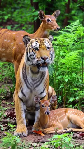 O tigre está em paz!!! #animals #tiger #deer 