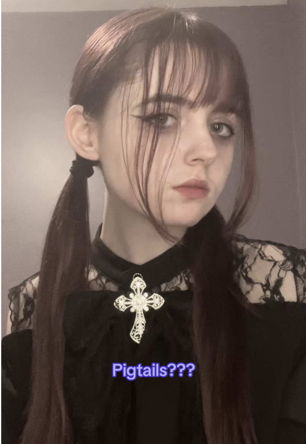 Idk how to feel abt the pigtails but I fear my bangs may also be a problem ໒꒰ྀིっ˕ -｡꒱ྀི১ #jfashion #jiraikei #地雷 #地雷系女子 #OOTD #jsf #jirai #地雷系 #jkei #wlw #地雷系 #09 #fyp 