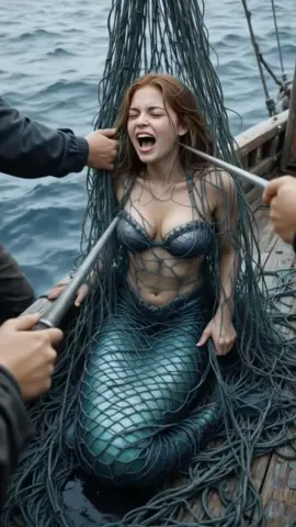 Mermaid captured in net #mermaid #ai #aivideo #trendingvideo #fyp