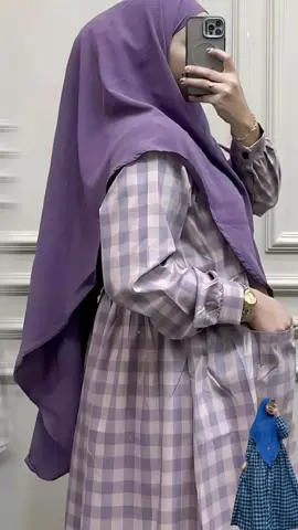 Audi Set Gamis+Bergo by Lilaque katun kotak Tartan #setgamis #bergo #katun #foryou #fyp #guncang66spesialgajian 