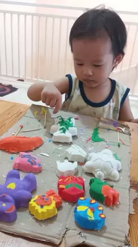 beneran anakku jadi seanteng itu seharian main ini #gypsumpainting #kreatif #mainananak 