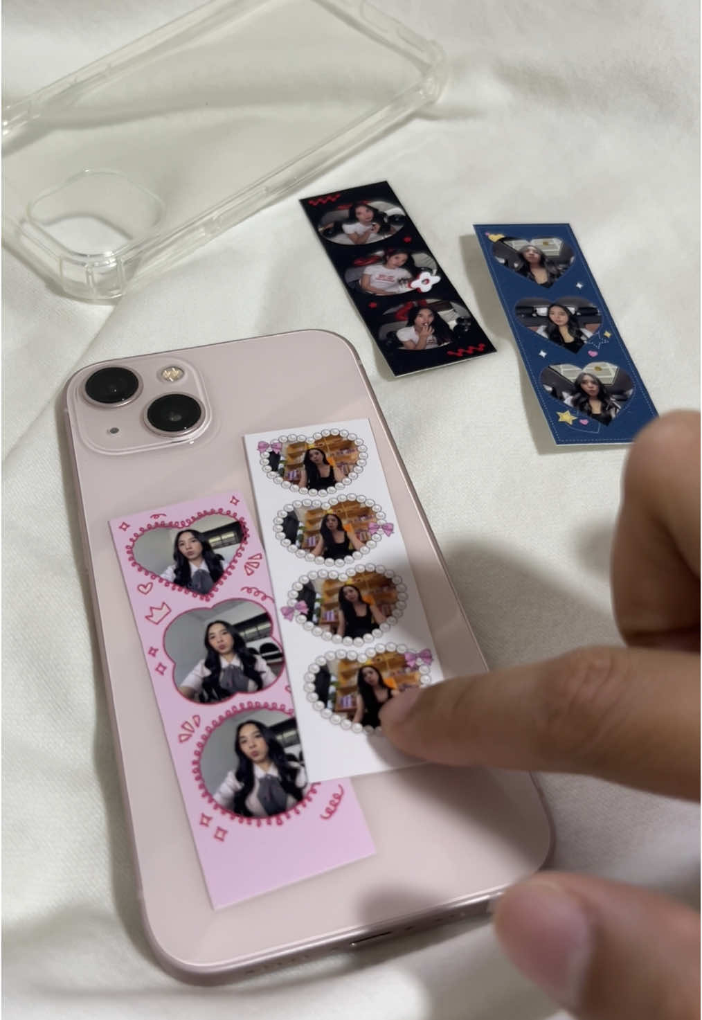link in my showcase!  #fyp #miniphotostrips #iphone13pink #pink #photobooth #clearcase 