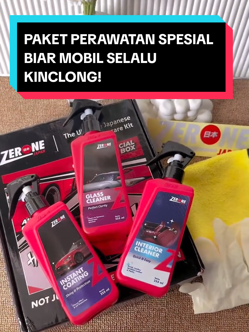 Mobil kusam bikin gak pede? Saatnya kinclongin lagi dengan Paket Coating Zerone Japan! 🚗✨ Mulai dari Glass Cleaner, Instant Coating, dan Interior Cleaner semuanya lengkap dalam satu paket! 💥 Biar mobilmu selalu tampil glowing dan jadi pusat perhatian di jalanan! Checkout sekarang! #pembersihmobil #perawatanmobillengkap #pengkilapmobil #pembersihjamurmobil #pembersihinteriormobil #paketcoatingzerone  #zeronejapan 
