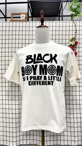 Women's Letter Print Round Neck Black boy mom so I pray a little different shirt #trending #shirt #boymom #black #women