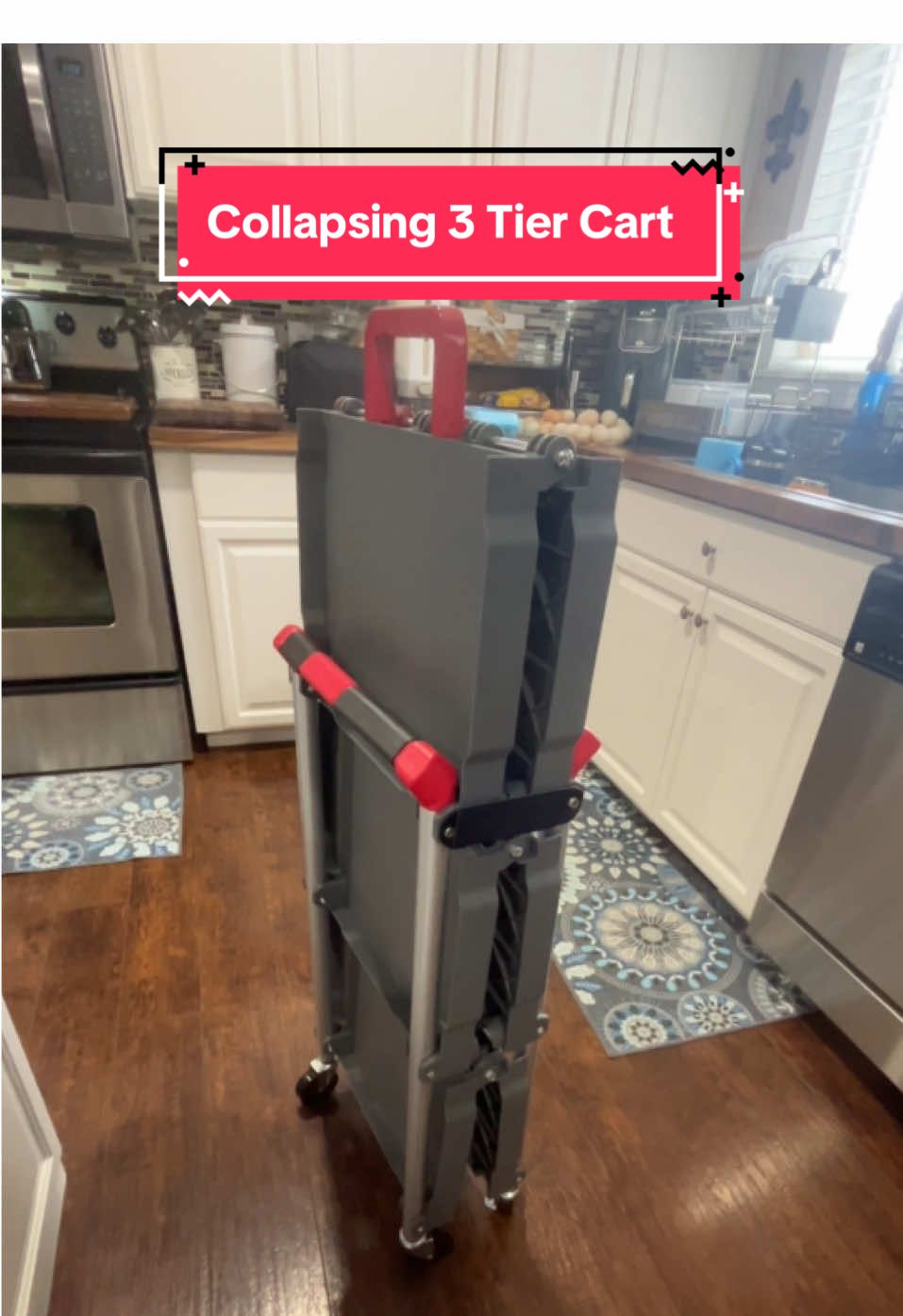 Get this collapsing 3 Tier Utility Cart to help carry things around you home, shop, or yard #hometools #utilitycart #collapsable 