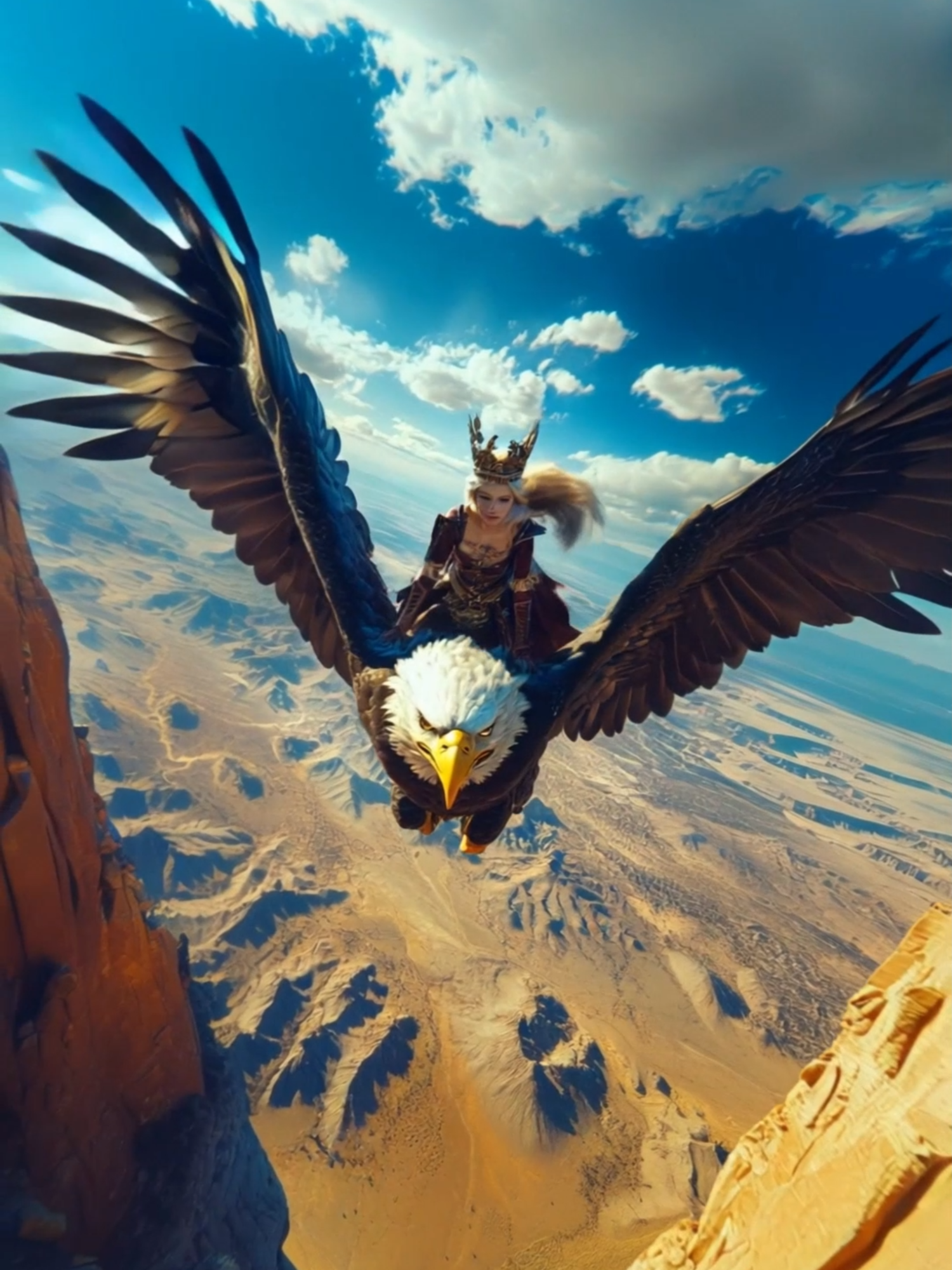 🦅 Skyborne Royalty — The Princess and the Eagle 👑 A scene of courage, grace, and ancient magic... high above the world. #aiart #enchantedworld #magicalvibes #AIfantasy #TiktokMagic #fantasy #enchantedfantasies #magical #magicmoments #fyp #fairytales #fairytale