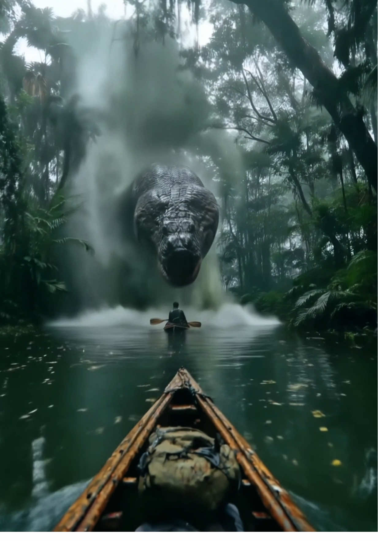 Kayakers Disappear After Encounter with GIANT TITANOBOA in the Amazon!! (Footage Found on GoPro) 🐍🚨🌿🛶📹😱💀🌧️🐊📍🔥  WARNING: What you’re about to see is real GoPro footage recovered deep in the Amazon Rainforest. Two experienced kayakers—self-proclaimed nature lovers and jungle explorers—set off into one of the most remote and uncharted river passages of the Amazon. With only their canoes, backpacks, and a GoPro mounted on the bow, they had no idea this would be their final expedition… Everything started off like a typical jungle adventure: fog rolling in, birds chirping, and lush green canopies overhead. But suddenly, in the stillness of the water, they noticed something strange. Hanging from the treetops was what looked like a massive shadow—a shape too smooth, too large, and too silent to be just part of the jungle… Within seconds, the unimaginable happened. An enormous creature—nearly 50 feet long—dropped into the water with a thunderous splash. It was the legendary Titanoboa, a prehistoric snake species thought to be extinct for over 60 million years! Its head alone was the size of a kayak. Its roar shook the trees. The water erupted in waves as it lunged forward. The footage cuts out just as the snake’s massive fangs crash down toward the camera. Authorities searched for days. No bodies. No boats. Just the GoPro… still recording. This is the last known footage of the kayakers. Viewer discretion is advised.  #Titan#TitanoboaReturnsF#RealFootageo#AmazonJungleMysteryk#KayakHorroro#GoProFoundI#LostInTheAmazonr#NatureGoneWrongi#PrehistoricPredatori#SurvivalGoneWrongl#JungleTerrork#KayakAttackl#UnsolvedEncounterso#AmazonMonstern#LegendOfTheTitanoboaOrMyth #amazon #fyp 