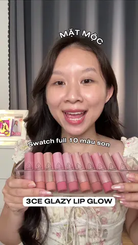 6 PHÚT MUKBANG FULL 10 MÀU SON 3CE GLAZY LIP GLOW DƯỠNG BÓNG IU #chouchinchan #3cevn 