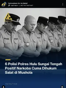  Kapolres Hulu Sungai Tengah (HST) AKBP Jupri JHP Tampubolon menyatakan terdapat enam anggotanya yang positif narkoba usai menjalani tes urine. Keenam anggota polisi tersebut diberi sanksi pembinaan usai dinyatakan positif mengonsumsi narkoba. Adapun tes urine yang dilakukan Polres HST dilakukan usai seorang Bhabinkamtibmas Polsek Limpasu, Hulu Sungai Tengah berinisial MI diketahui menyalahgunakan narkoba. MI ditembak Badan Narkotika Nasional Provinsi (BNNP) Kalsel saat hendak ditangkap beberapa waktu lalu. 