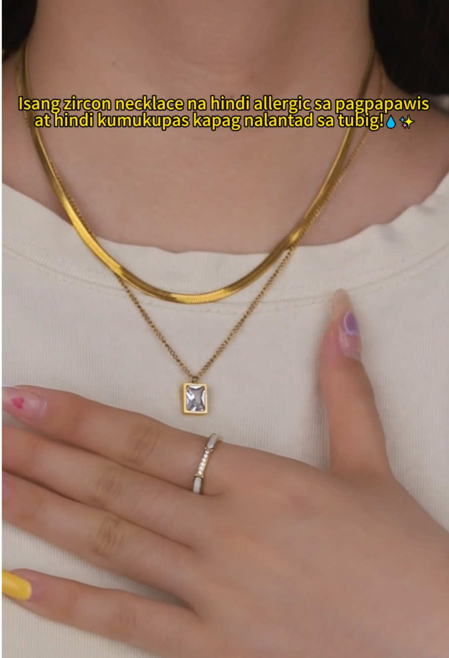 Angkop para sa iyo na mahilig sa mga aktibidad sa labas o nakatira sa tabi ng tubig🏊‍♀️✨#kuwintas #zirconnecklace #snakechain #nontarnish #hypollergenicjewelries #freeshipping 