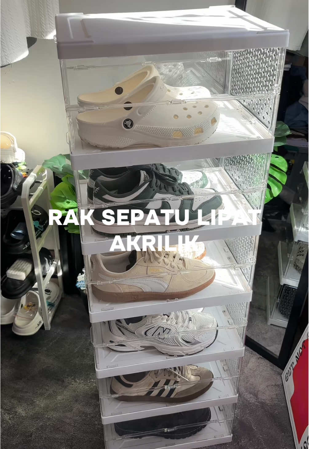 Rak sepatu lipat susun akrilik transparan👀 #raksepatu #raksepatulipat #raksepatuakrilik #raksepatususun #rakserbaguna 