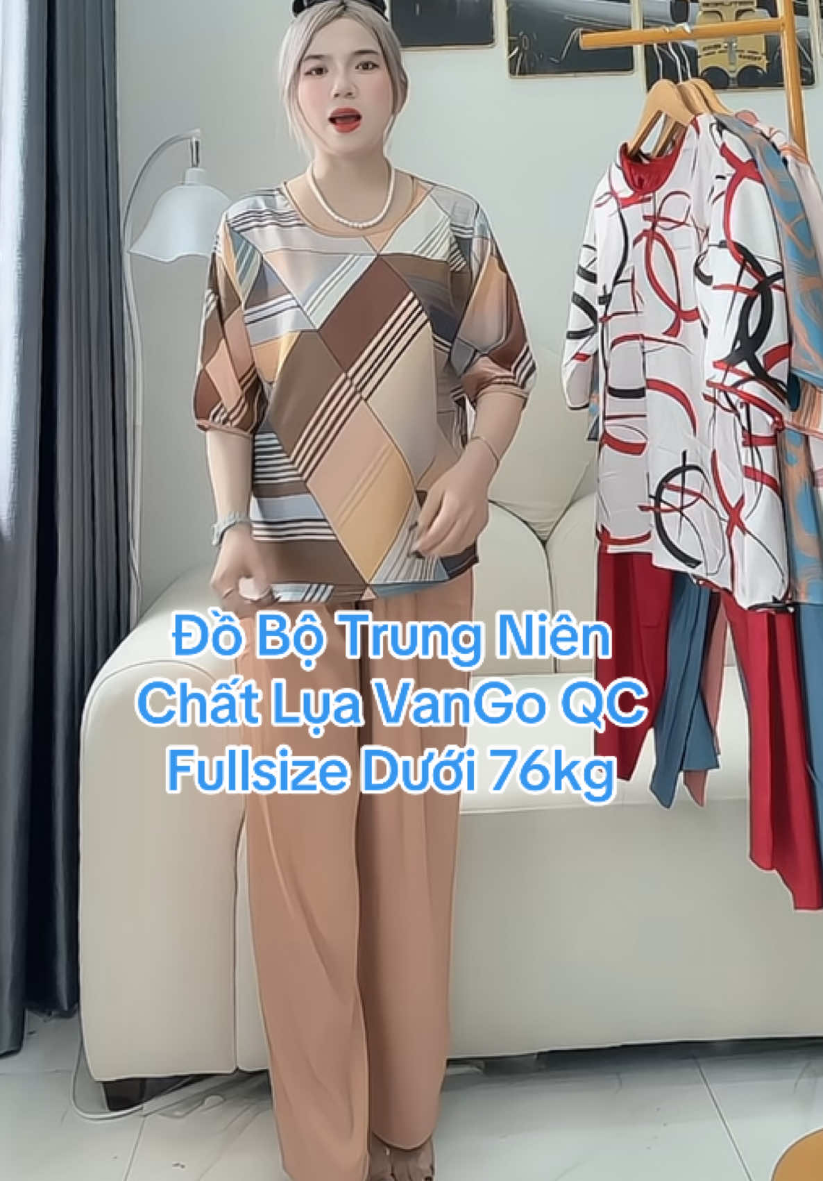 đồ bộ trung niên lụa vango. fullsize dưới 76kg vừa ra lò nha mấy tình yêu #dobotrungnien #kymshop #dobochome #dobotangme #botrungnien 