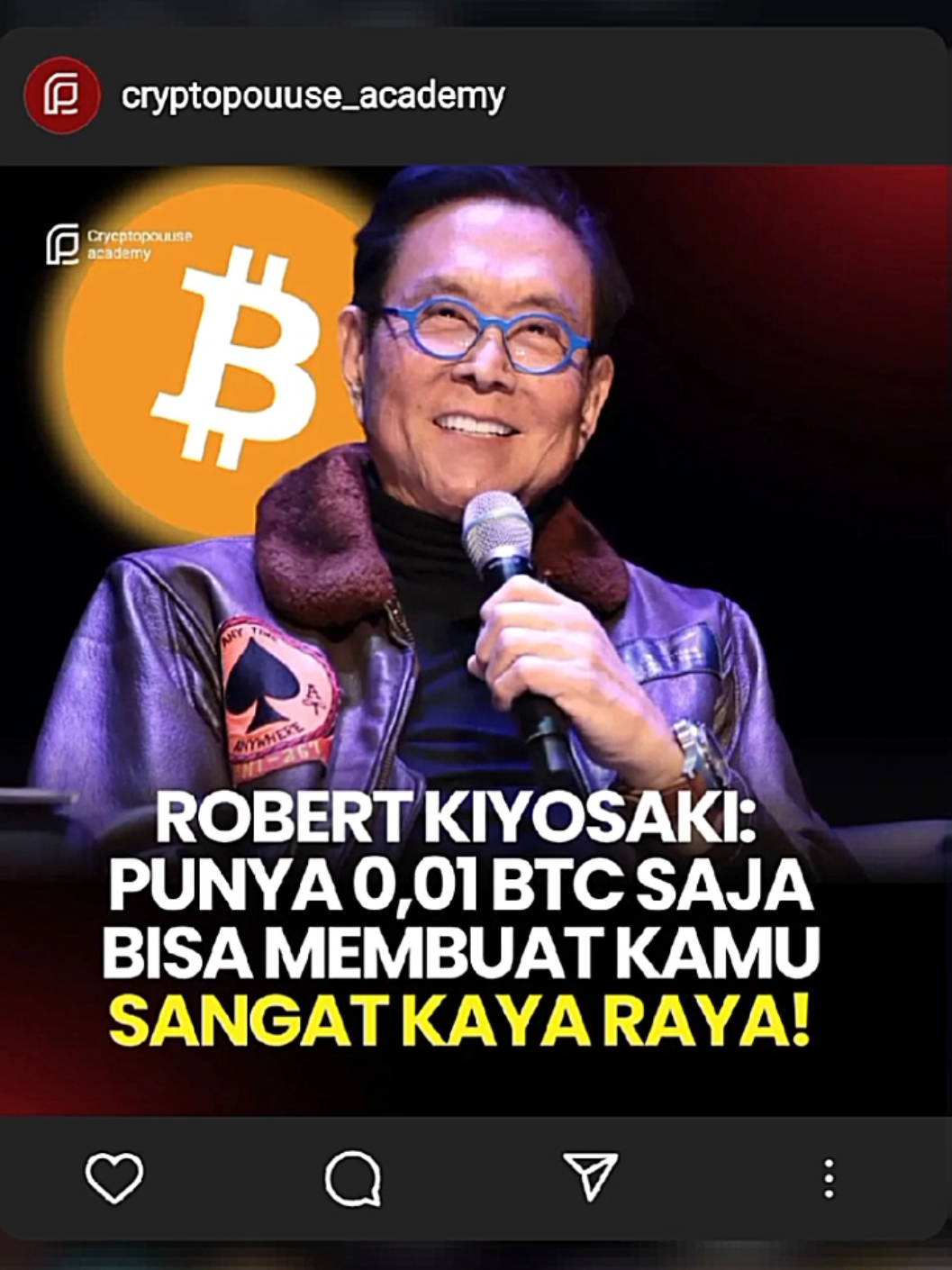 Robert Kiyosaki, pakar keuangan dan penulis buku laris Rich Dad Poor Dad, kembali menyatakan dukungannya terhadap Bitcoin (BTC). Dalam sebuah unggahan di X (sebelumnya Twitter) pada Senin (26/5) waktu setempat, Kiyosaki menyebut Bitcoin sebagai jalan termudah untuk menciptakan kekayaan saat ini. Dengan harga bitcoin di 109.949 dollar AS, maka nilai 0,01 bitcoin akan setara dengan 1.099 dollar AS atau sekitar Rp 17,86 juta. Ia menyebutkan, kelangkaan Bitcoin, yakni hanya tersisa sekitar 1–2 juta BTC yang belum ditambang, bisa mempercepat lonjakan nilainya.  Mengutip investor makro Raoul Pal, Kiyosaki mengatakan bahwa Bitcoin sedang memasuki fase yang disebut Pal sebagai “Zona Pisang” fase di mana harga bergerak secara eksplosif. “Jangan jadi pisang kuning. Buka matamu, buka pikiranmu, dan dengarkan orang-orang seperti Raoul Pal, Michael Saylor, Anthony Pompliano. Lalu ikuti konten dari Bitcoin Zella dan lihatlah masa depan uang,” sebut dia Gimana menurut tanggapan kalian, komen dibawah 🙌 Join grup belajar Crypto gratis link ada di bio • Belajar all about Crypto • Analisa Coin Potensial dan • Outlook Market dan  • diskusi bareng ahlinya #bitcoin #financialfreedom #robertkiyosaki #investor #banana #cryptocurrency #investormuda