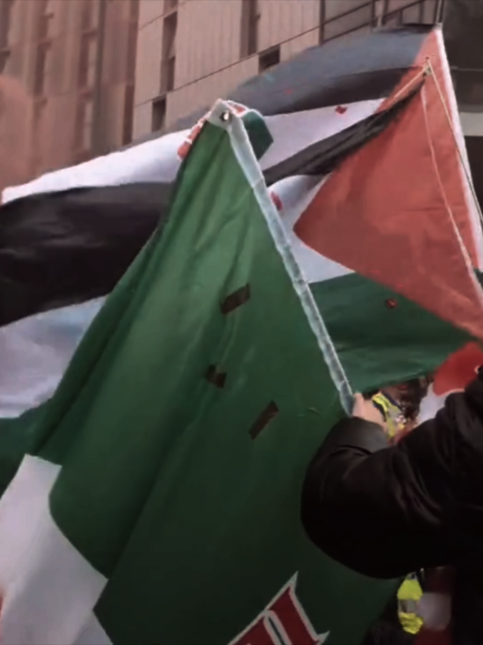 Palestinian flags waved at parade🇵🇸🥹#freepalestine #liverpool #ynwa #thekop #champion #PremierLeague #football #CapCut #fyp 